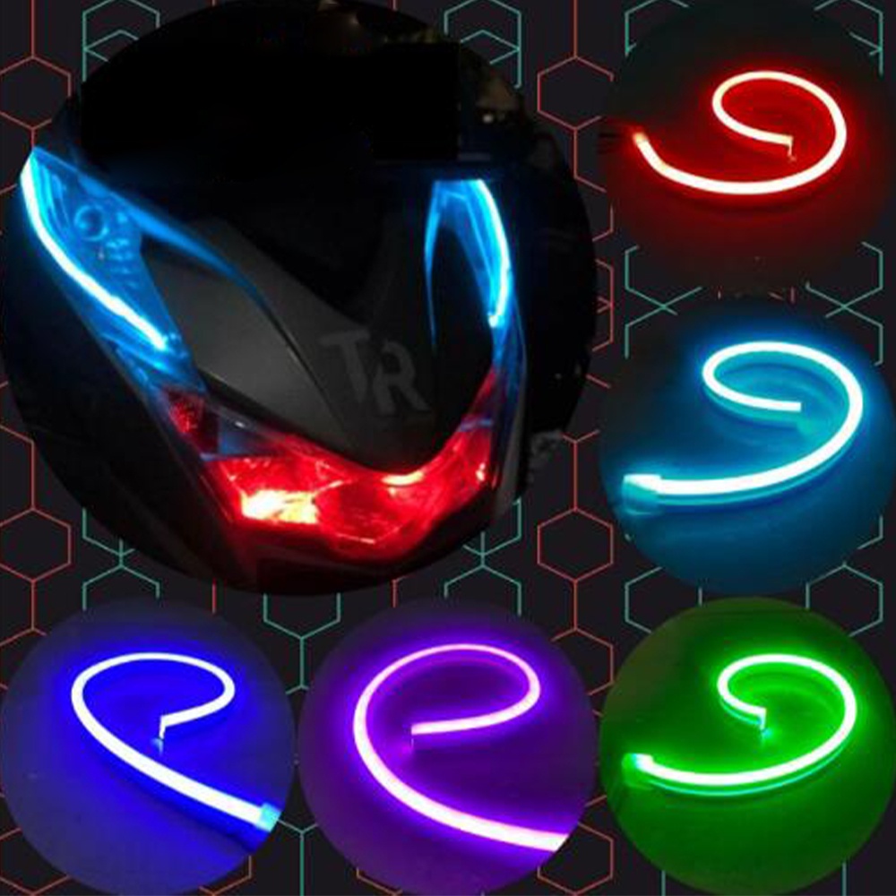 30 ซม.60 ซม.100 ซม.รถจักรยานยนต ์ รถ LED Head Light Strip Daytime Running โคมไฟแถบยืดหยุ ่ น Soft เทป DRL 12V ตกแต ่ งยืดหยุ ่ น