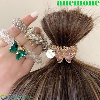 Anemone ยางรัดผมลูกปัดคริสตัลผีเสื้อสําหรับผู้หญิง