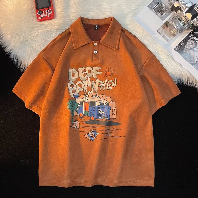 เสื้อโปโล แขนห้าส่วน พิมพ์ลาย เข้ากับทุกการแต่งกาย แบบเรียบง่าย แฟชั่นฤดูร้อน สําหรับผู้ชาย