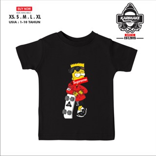เสื้อยืดผ้าฝ้ายพิมพ์ลายแฟชั่น เสื้อยืด พิมพ์ลาย Supreme X BART SIMPSON EDITION Distro สําหรับผู้ชาย_02