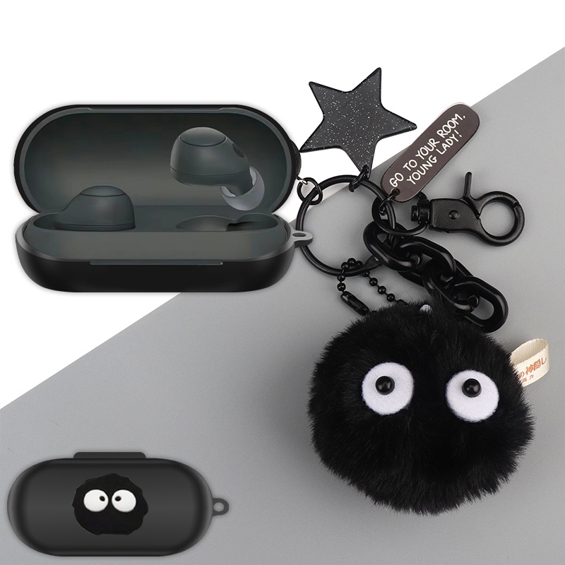 For Sony WF-C700N Case Plush Keychain Pendant Sony WF-C700N Silicone Soft Case Cartoon Bear Crayon Shin-chan Pendant Sony WF-C500 / WF-XB700 Shockproof Case Protective Cover