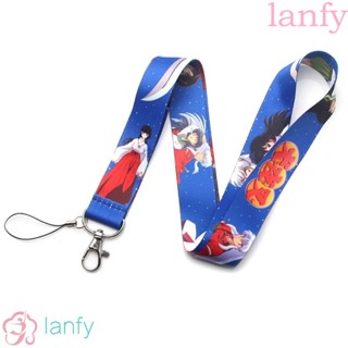 Lanfy สายคล้องพวงกุญแจ ริบบิ้น ป้ายชื่อ ลายการ์ตูนอินุยาฉะ สําหรับห้อยโทรศัพท์มือถือ