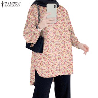 Zanzea เสื้อเชิ้ต แขนยาว ลายดอกไม้ มีกระเป๋า สําหรับผู้หญิงชาวมุสลิม