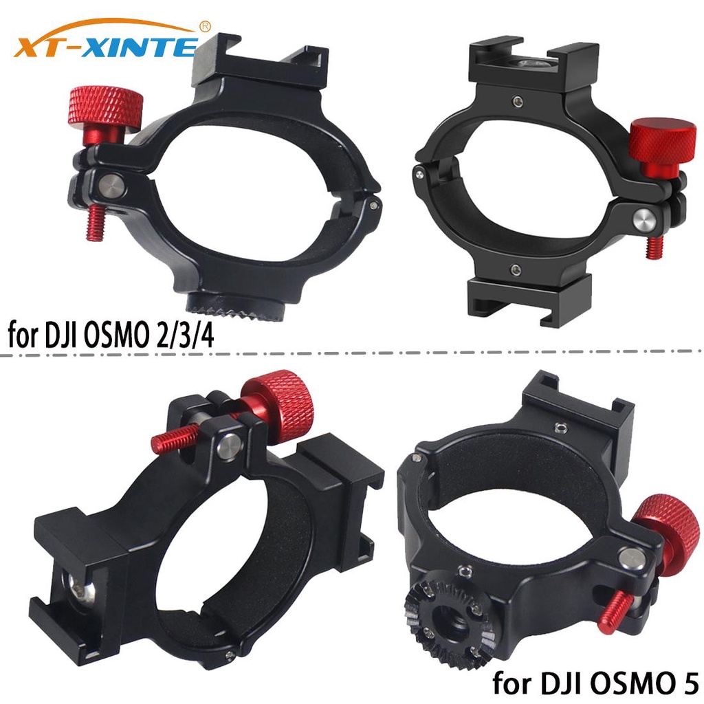Xt-xinte มือถือ Gimbal Stabilizer แหวน Clamp Mount W/รองเท้าเย็นสําหรับ DJI OSMO มือถือ OM5 OM6 Osmo7 ไมโครโฟน LED Light Monitor สําหรับ Facebook สดหรือยิง