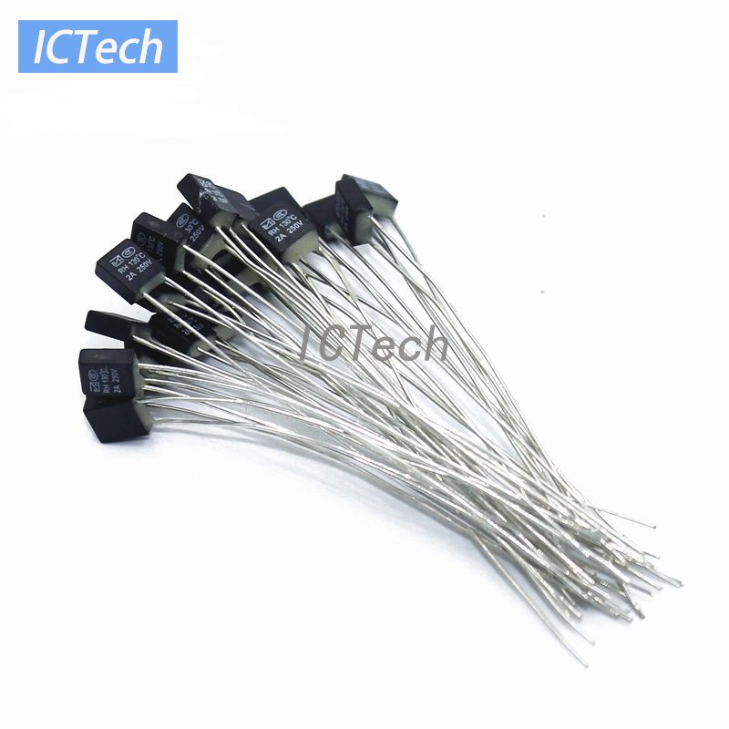 สวิตช์ฟิวส์ความร้อน 2A 250V ทรงสี่เหลี่ยม สีดํา สําหรับพัดลมมอเตอร์ LED Fues 95 105 110 115 120 125 130 135 140 145 150 100 ชิ้น