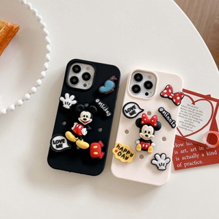 เคสไอโฟนคู่ Mickey Minnie เคสซิลิโคน iPhone เคส compatible for iPhone 14 14Pro 14promax 13 13Pro 13promax 12 12Pro 12promax 11 11promax สามารถถอดออกได้ เปลี่ยนตำแหน่งรูปแบบได้ตามต้องการ