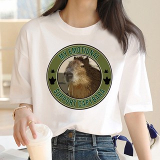 Capybara เสื้อยืด พิมพ์ลายมังงะ สีขาว สไตล์วินเทจ สําหรับผู้ชาย