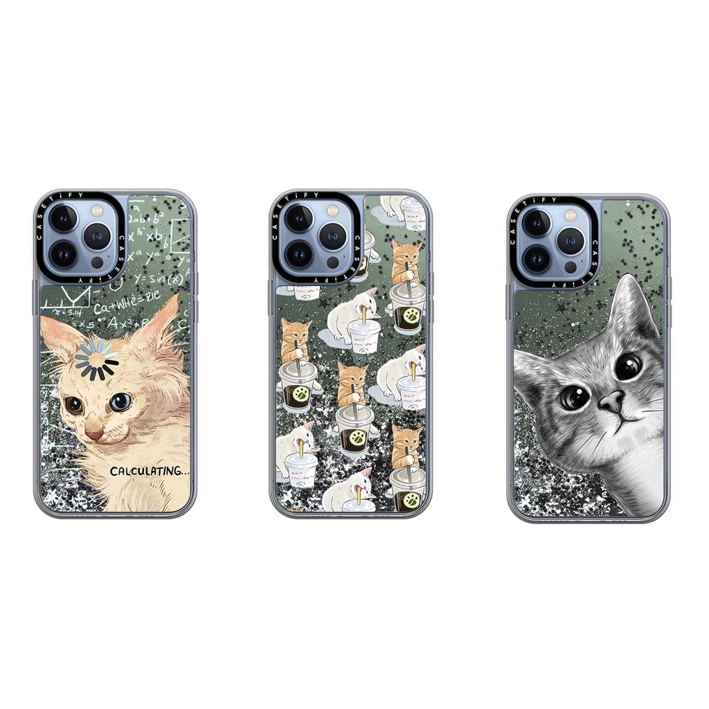 Cats Casetify เคสโทรศัพท์สําหรับ iPhone 16 15 14 13 12 Pro Max , Quicksand Hard ฝาครอบป้องกัน