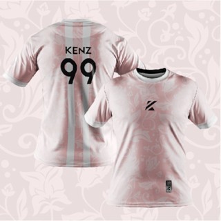 Kenz AW06 - เสื้อกีฬาแขนสั้น ลายดอกไม้ สีขาว สีชมพู สําหรับเด็ก