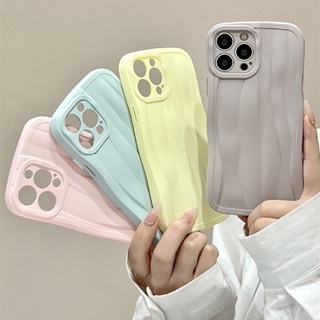 เคสโทรศัพท์มือถือ TPU ลายคลื่น สีแคนดี้ เรียบง่าย สําหรับ Iphone 11 12 13 14 Pro MAX XR XS MAX