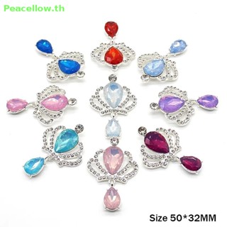 Peacellow จี้รูปมงกุฎ ประดับพลอยเทียม สีเงิน DIY อุปกรณ์เสริม 1 ชิ้น