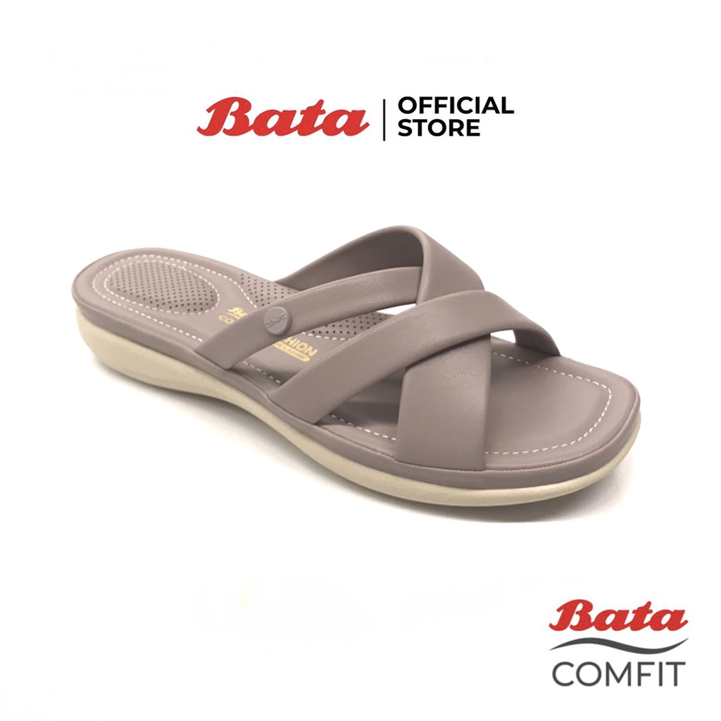 ฺBata บาจา Comfit รองเท้าแตะเพื่อสุขภาพแบบสวม สายไขว้ นุ่มใส่สบาย สำหรับผู้หญิง สีเขียว 6617701 สีขาว 6611701 สีชมพูตุ่น 6619701