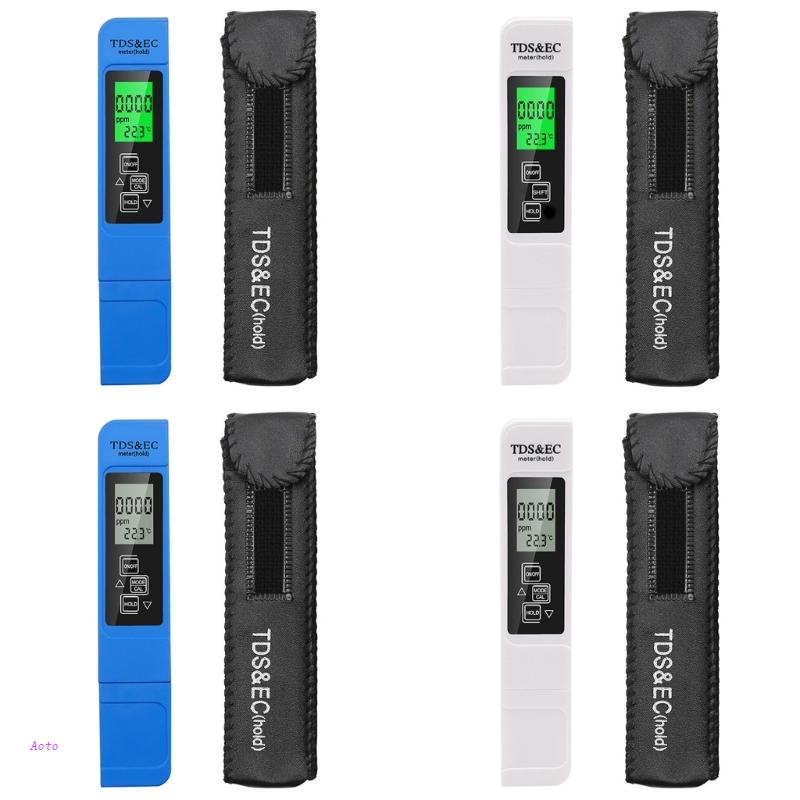 Aoto เครื่องทดสอบคุณภาพน้ํา TDS Meter EC Meter & เครื่องวัดอุณหภูมิ 0-9990ppm ทดสอบน้ํา