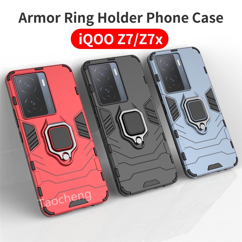 ปลอกสําหรับ iQOO Z7 x Z7x iQOOZ7x 5G iQ00 2023 เคสโทรศัพท์เกราะแหวนผู้ถือปลอกแฟชั่นกันกระแทกฝาหลัง