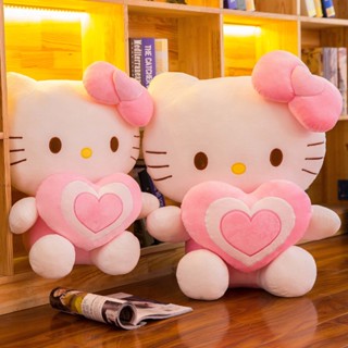 Sanrio Hello Kitty 30 ซม. ตุ๊กตา Kawaii หัวใจ แมว ตุ๊กตายัดไส้ ของเล่นสัตว์ น่ารักมาก สีชมพู ลูกแมว หมอน ของขวัญสําหรับเด็ก