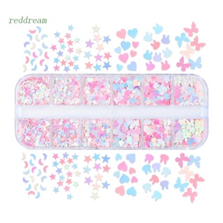 Redd สติกเกอร์กลิตเตอร์ 12 ช่อง คละสี สําหรับตกแต่งเล็บ