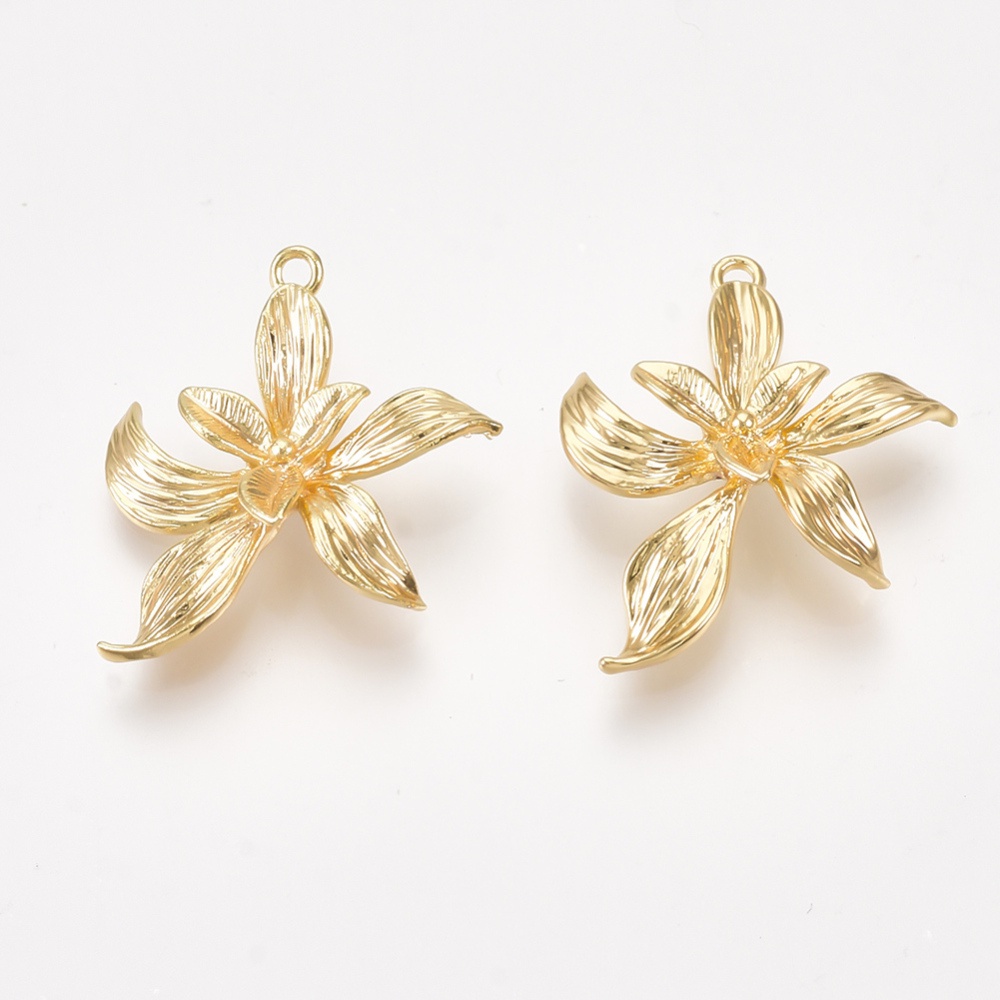 2-5 PC จี้ทองเหลืองดอกไม้นิกเกิลฟรีจริง 18K Gold Plated 19.5x19x4 มม.: 1 มม.