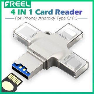 Freel 4 In 1 อะแดปเตอร์การ์ดรีดเดอร์ USB 3.0 Type C Micro SD TF OTG สําหรับ iPhone 14 13 12 11 pro max Samsung s22 HUAWEI