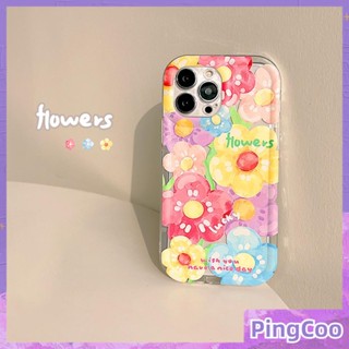 สำหรับ iPhone 11 เคสไอโฟนใสเคลือบเงา TPU เคสกันกระแทกป้องกันกล้องภาพวาดสีน้ำมันดอกไม้เข้ากันได้กับ iPhone 14 13 Pro max 12 Pro Max 11 xr xs max 7 8Plus