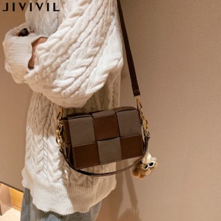 JIVIVIL·เด็กหญิงกระเป๋า crossbody ข้าม nicheretrowoven เกาหลีรุ่นของกระเป๋าสี่เหลี่ยมขนาดเล็ก