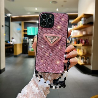 เคสป้องกันโทรศัพท์มือถือ ลายกลิตเตอร์ พร้อมสายคล้อง ประดับลูกปัด สําหรับ Samsung Galaxy A52 A72 A32 A53 A33 A34 A14 A54 A73 A23 5G