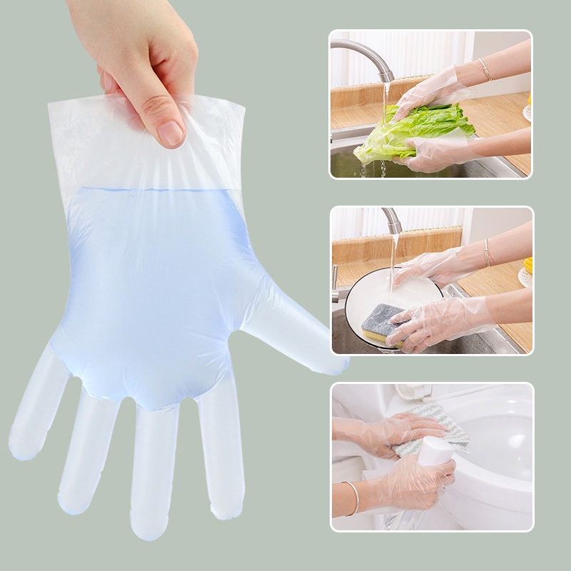 ถุงมือพลาสติก แพ็ค/100ชิ้น แบบใช้แล้วทิ้ง ถุงมืออเนกประสงค์ ถุงมือใช้แล้วทิ้ง ถุงมือทำอาหาร - รูปที่ 6