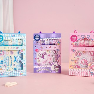 Sanrio เทปวาชิ สติกเกอร์ สีบรอนซ์ 6 ม้วน 4 แผ่น สําหรับตกแต่งสมุด DIY