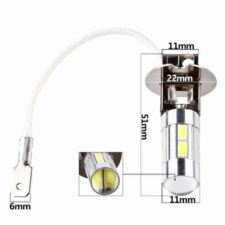 หลอดไฟ LED H1 H3 2 ชิ้น 6000K สีขาว 10-SMD 5630 สำหรับไฟตัดหมอกและไฟส่องสว่างในระหว่างการขับขี่