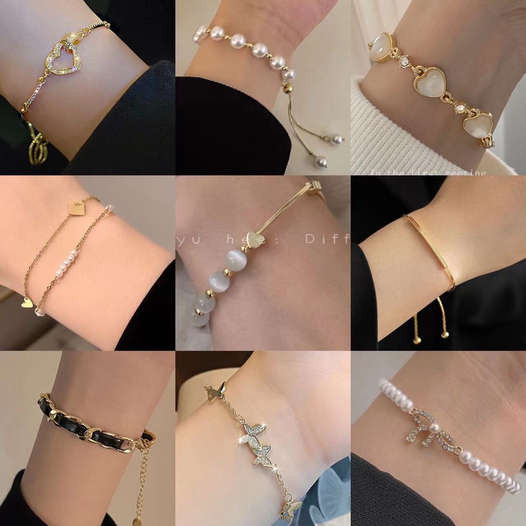 สร้อยข้อมือ ทอง 18K โอปอล เกรดสูง หรูหรา ขนาดเล็ก สีแดง สไตล์เกาหลี สําหรับผู้หญิง 2023