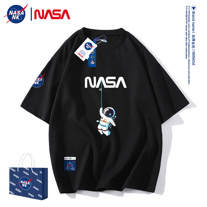 Ns เสื้อยืดแขนสั้น ทรงหลวม สีดํา สไตล์วินเทจ อเมริกัน แฟชั่นฤดูร้อน สําหรับผู้ชาย