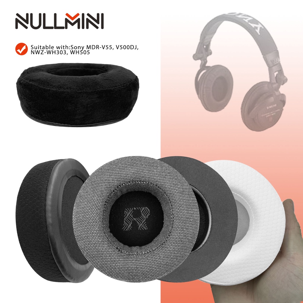 NullMini เปลี่ยนแผ่นรองหูฟังสําหรับ Sony MDR-V55, V500DJ, NWZ-WH303, WH505 หูฟังแผ่นรองหูฟัง Earmuff