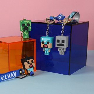 พวงกุญแจ PVC จี้รูป Minecrafte Ainme Steve Creeper My World สําหรับเด็ก