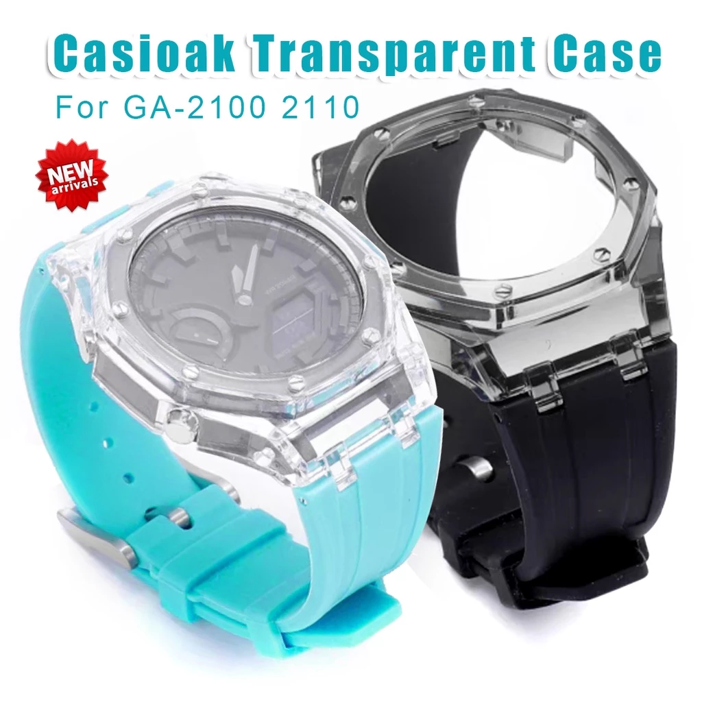 ชุดอะไหล่สายนาฬิกาข้อมือยาง PC ใส แบบเปลี่ยน สําหรับ Casioak GA2110 2100 GAB2100 2110