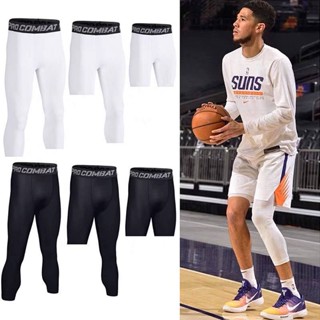 Basketball Cropped Tights Sports Equipment Cropped Pants Training Fitness Cropped White High Elastic Compression and Quick-Drying Leggings CZaY