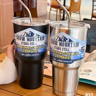 Rocky Mountain Tumbler แก้วเก็บความเย็นได้นาน 24 ชั่วโมง ขนาด 30 ออนซ์ พร้อมฝากันน้ำหก แถมหลอด(K113 แถมหลอด 1 อัน)