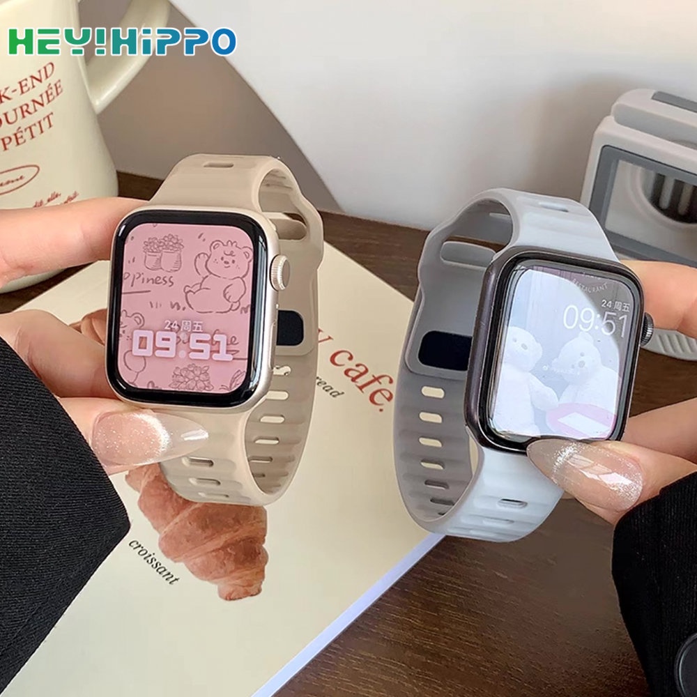 สายนาฬิกาข้อมือ ยางซิลิโคนนิ่ม สําหรับ iWatch 10 9 8 Utrla 7 SE series 49 มม. 46มม. s10 42มม. 45 มม. 41 มม. iWatch 6 5 4 3 2 1 40 มม. 42 มม. 44 ขนาด: 38 มม.