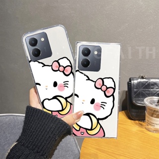 ใหม่ เคสโทรศัพท์มือถือแบบนิ่ม ใส กันกระแทก ลายการ์ตูนคิตตี้น่ารัก แฟชั่น สําหรับ VIVO Y27 Y36 Y78 Y02t 5G 4G Y27 Y36