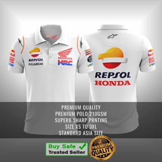 ขายดี เสื้อยืดคอปก ลาย Honda Repsol MotoGP 2023 (แบบกําหนดเอง) สีขาว น้ําเงินเข้ม