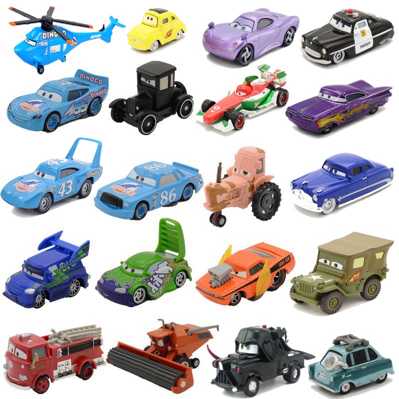 Pixar Cars 2 ตัวเลขการ์ตูน Lightning McQueen The Kings Dinoco Collection 1:55 โลหะของเล่นDiecast