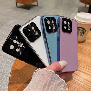 เคสโทรศัพท์มือถือแบบแก้ว โลหะ ชุบไฟฟ้า ป้องกันกล้อง สีพื้น สําหรับ Xiaomi 13 Ultra MI12s Ultra 12 Pro 12s 12x