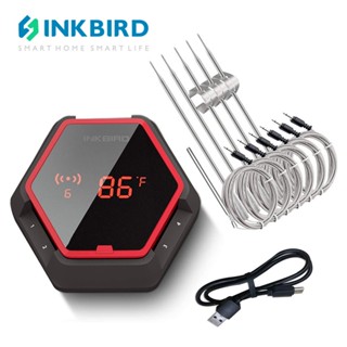 Inkbird IBT-6XS เครื่องวัดอุณหภูมิดิจิทัล บลูทูธ ไร้สาย พร้อมโพรบ 6 ชิ้น สําหรับทําอาหาร เนื้อสัตว์