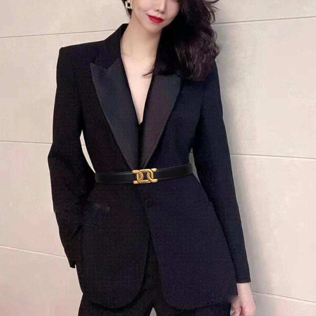 เข็มขัดหนังวัวแท้ 100% พร้อมหัวเข็มขัดโลหะผสม คุณภาพสูง สําหรับผู้หญิง (เหมาะกับเอว 22-34 นิ้ว)-161