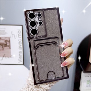 เคสโทรศัพท์มือถือ ประดับกลิตเตอร์ พร้อมช่องใส่บัตร หรูหรา สําหรับ Samsung S23 S22 Ultra S23 Plus 5G