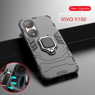 เคสแข็ง พร้อมแหวนแม่เหล็ก กันกระแทก สําหรับ VIVO Y100 VIVOY100 Y 100