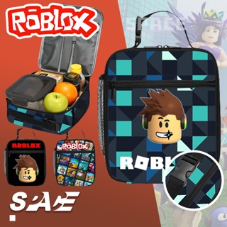 กระเป๋าใส่กล่องอาหารกลางวัน มีฉนวนกันความร้อน ลายการ์ตูน Roblox สําหรับเด็กนักเรียนผู้ชาย