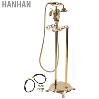 Hanhan Standing Bathtub Shower Tap  Easy To Install Rotating Nozzle Floor Mount Bathtub Shower Golden Swan  for Bathroom