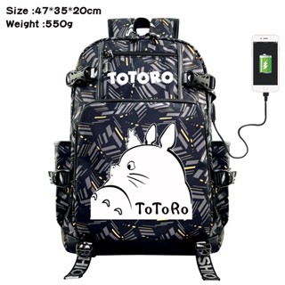 กระเป๋าเดินทาง ผ้าแคนวาส ขนาดใหญ่ จุของได้เยอะ ลายการ์ตูน Totoro น่ารัก เหมาะกับของขวัญ สําหรับนักเรียน