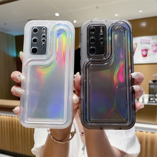 Huawei Mate 30 40 50 Pro หรูหรา กันกระแทก โปร่งใส เลเซอร์เลื่อม เคสโทรศัพท์ Huawei P30 40 50 Pro Plus เคสป้องกันเลนส์กล้อง