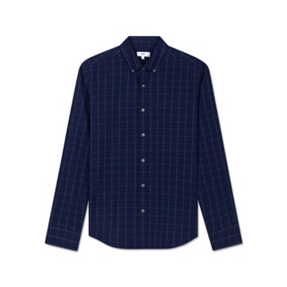 AIIZ (เอ ทู แซด) - เสื้อเชิ้ตผู้ชายแขนยาว ผ้าป๊อปลินลายเส้นตารางnMen’s Windowpane Check Long Sleeve Poplin Shirts