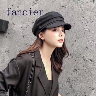 Fancier หมวกเบเร่ต์ ผ้าฝ้าย ผ้าลินิน ทรงแปดเหลี่ยม สไตล์ทหาร แฟชั่นฤดูใบไม้ผลิ ฤดูใบไม้ร่วง สําหรับผู้หญิง นักเรียน